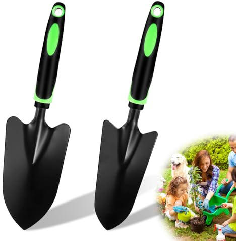 Pala de jardín pequeña, 2 unidades, de acero al carbono, mini pala, para playa, jardín, plantación, flores, palas de mano, para plantar, deshierbar, trasplantar