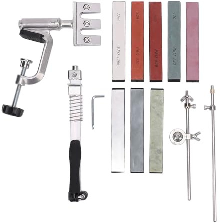 FTVOGUE Kit de Afilado Profesional, Afilador Ajustable de ángulo Fijo con Rotación de 360 ​​grados para Cuchillos de Chef de Cocina con 8 Piedras de Afilar