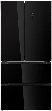 EVVO Frigorífico francés F80B Glass, 327l + 183l, Motor Inverter, Puerta de cristal, Total No Frost, Multi Air Flow, Freon Free, Negro (F80B Glass V2)
