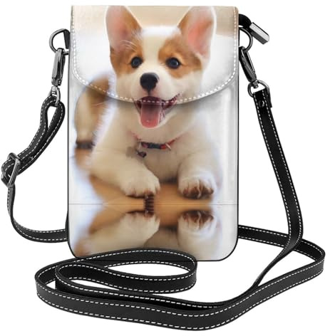 BLWSLC Bolsa cruzada de cuero con estampado de perro tumbado con lengua, funda con solapa, adecuada para viajes, senderismo, camping o uso diario.