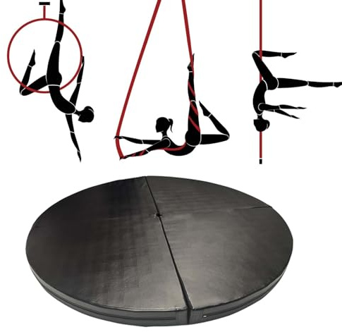 Stavdansmatta, halkfri säkerhetskraschmatta för antennring, yoga och poldans – tjock skyddsmatta för gym och hemmabruk, cirkulär design (svart, 160 x 5 cm) – perfekt för fitness och strippstång Tr