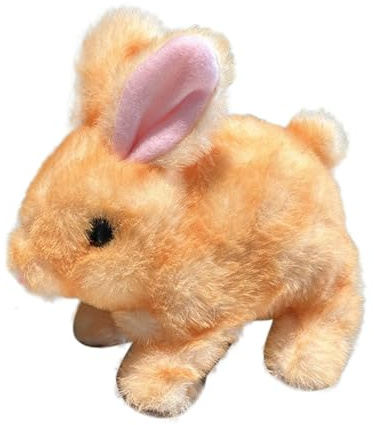Electronic Plush Bunny, Walking Stuffed Rabbit, Interactive Pet Toy with Realistic Motion, Soft Animal Doll, Indoor Play Usage for Kids Friends Family Entertainment 7.09x6.69x3.15 Inches