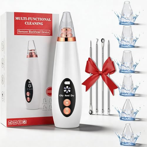 2026 Blackhead Remover Vacuum, Black Head Remover for Face, Blackhead Extractor with 3 Suction Power, 6 Suction Probes, 4 pcs Pimple Popper Tool Kit, USB Interface Type Pore Vacuum