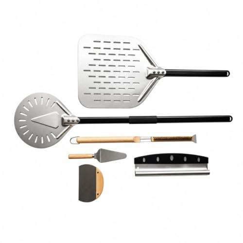 PETSOLA 6 Pièces Pelle à Pizza Complète Pelle à Pizza Perforée Perforé Kit Cuisson pour Spécialiste