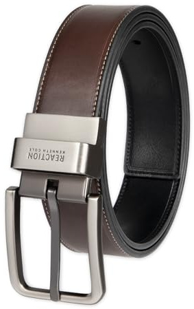 Kenneth Cole mens Reversible (Single Reversible Belt) Belt, Oil Tanned Black/Brown, 38 US