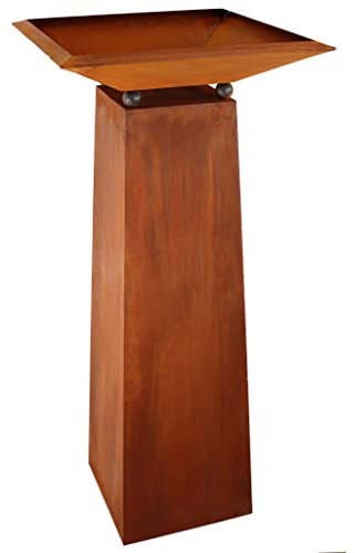 Rostikal Blumensäule 1,15 m mit Schale Edelrost Gartendeko Vintage Terrasse Deko Balkon