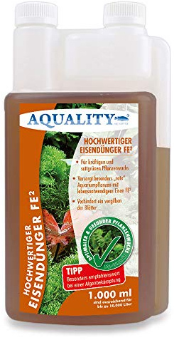 AQUALITY Aquarium Eisendünger FE² (Enthält den wichtigen und unentbehrlichen Pflanzennährstoff Eisen FE² - sattgrüner Pflanzenwuchs), Inhalt:1 Liter