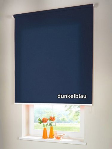 Sichtschutzrollo Mittelzugrollo Springrollo Rollo Verdunkelung 102 x 140 cm / 102x140 cm dunkelblau