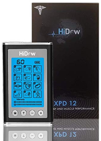 HiDow XPD Dual Channel TENS EMS Unit 12 Modes Muscle Stimulator Pain Relief Therapy Electronic Pulse Massager for Sore Muscles in Your Shoulders, Back Sciatica Pain, Ab's, Legs, Knee's and More