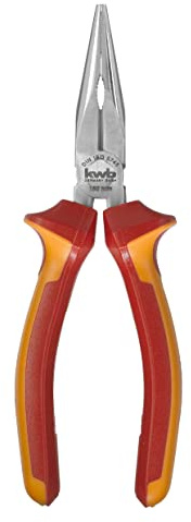 kwb VDE Pinza a becchi piatti / Pinza a becchi piatti 160 mm 392120, secondo DIN ISO 5745, forma diritta, taglienti appositamente temprati, testato VDE GS