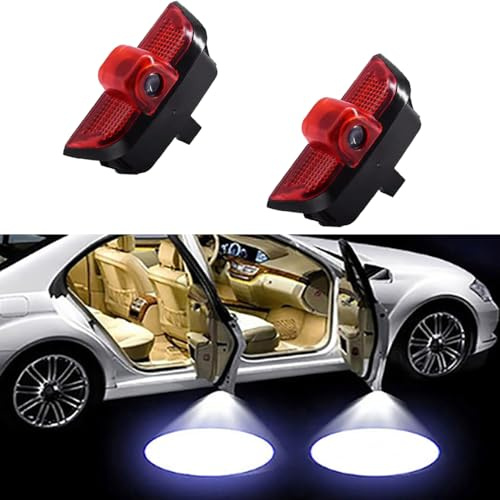 Sunshine Fly, 2 luci LED laterali sotto specchio Ghost proiettore luce logo luce di benvenuto auto di ricambio accessorio lente in vetro bianco (For W204)