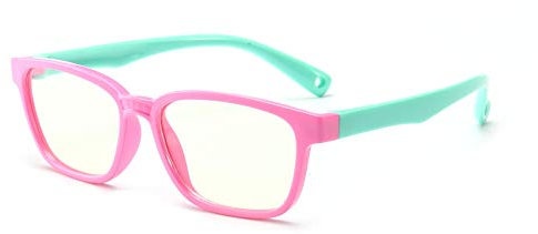 FOURCHEN Optics Lunette Anti Lumiere Bleue pour enfant - Lunettes Gaming PC Mobile TV - Filtre Anti Fatigue Anti UV Anti Lumière Bleue (pinkgreen)