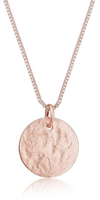 Elli Halskette Damen mit Anhänger Plättchen im Vintage Antique Look | 925 Silber Rosé vergoldet 45 cm lang