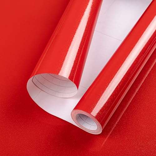 Hode Klebefolie Möbel Möbelfolie Selbstklebend Folie für Möbel Tapete | 30x300cm Klebefolie Küche Rot Küchenfolie Fensterbank Folie Schrankfolien Vinylfolie Kühlschrank Klebetapete