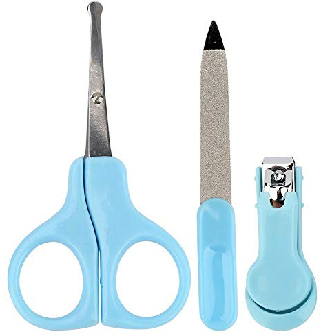 3 in 1 Baby Nagelknipser Baby Pflegeset Baby Maniküre Set mit Nagelschere Nagelknipser und Nagelfeile für Neugeborene Kleinkind Zehen Fingernägel Pflege Set(blau)