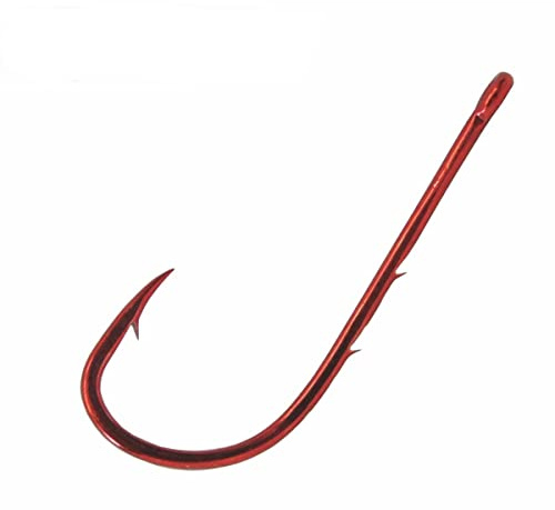 Gamakatsu Haken LS-5213 Haken rot - Gr. 1/0-8 Stück - Wurmhaken zum Angeln, Aalhaken, Angelhaken zum Aalangeln, Öhrhaken für Aale