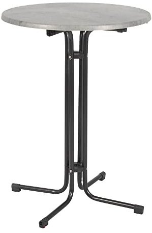 acamp Stehtisch Bistrotisch klappbar Piazza rund | Anthrazit/Cemento Grigio | Ø80xH110cm | Gestell aus Stahlrohr | wetterfeste Holzfaserplatte Topalit | Niveauausgleich
