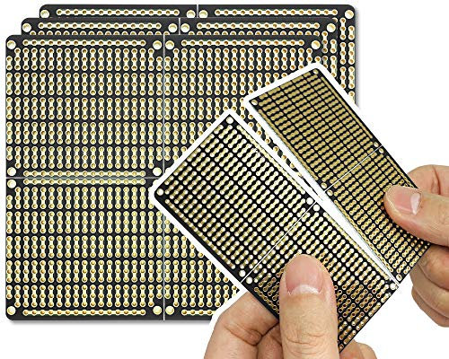 ElectroCookie PCB Prototype Board Snap-on Strip Board with Power Rails for Arduino and DIY Electronics, Gold-Plated, 3.8 x 3.5 Inches (3 Pack, Matte Black)