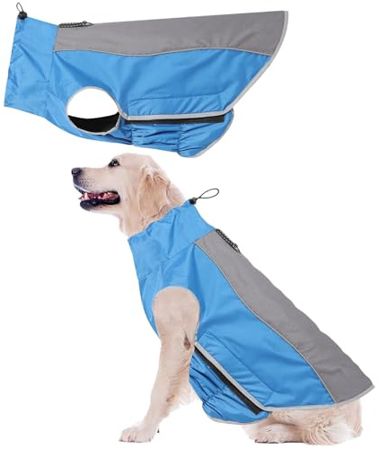 PLUS PO Regenmantel Für Hunde Wasserdicht Hunderegenmantel Für Kleine Hunde Hund Regenmäntel wasserdicht mit Kapuze Hund voller Regenmantel Blue,l