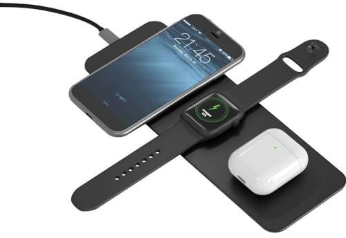 TerraTec ChargeAir All Wireless Charger Ladepad, Kabellose 10W QI Ladestation, Kompatibel mit 12/11/11 Pro/11 Pro Max/XS MAX/XR/XS/X/8/8+, Galaxy Note 10/S10e/S10/S9, Apple Watch, AirPods - black