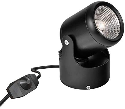 Kiven LED Accent Uplight w/Foot Switch， Handheld Sized Portable Spot Light (Dimmable(Black))