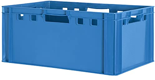 Kingpower 1 Stück E3 Fleischkiste Blau Kiste Eurobox Lebensmittelecht Metzgerkiste Box Aufbewahrungsbox Kunststoff Wanne Plastik Stapelbar Lagerkiste 60 x 40