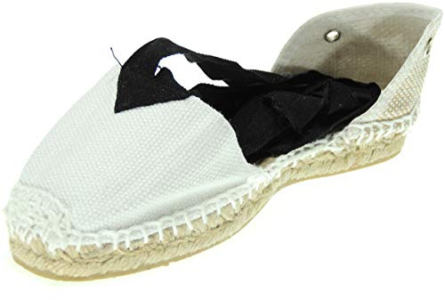 Valenciana Valenciana Alpargata Valenciana Jute Traditionnel Foulard Laine Cordes Folclore régional Bandes noires pour garçons et filles - Blanc - Blanc 2, 29 EU EU