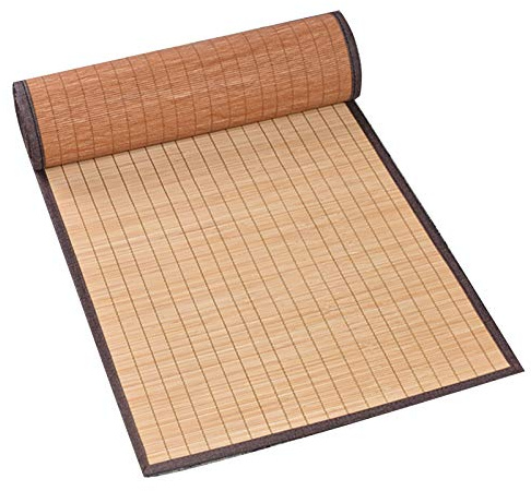 MMQGQ Natürlicher Bambus-tischläufer Mit Brauner Stoffgrenze, Einfache Handgewebe-wärmedämmtisch-matten, Waschbare Tischsets Für Esstisch-Tuch(Size:30×150cm)
