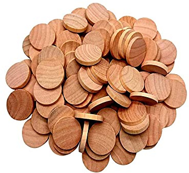 50 stycken träskivor, runda träbitar, träskivor natur, träskivor för pyssel för rustik dekoration, bröllop, gör-det-själv scrapbooking pyssel målning, hantverk, dekoration (30 mm, 5 mm tjocklek)