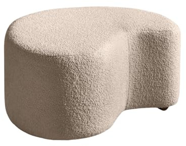 MIUFORM Pouf Hocker ǀ MIUF Sitzpouf ǀ Sitzhocker Fußbank Polsterhocker Wohnzimmer Schlafzimmer Vorzimmer Ankleidezimmer ǀ 68 x 64 x 36 cm ǀ Bouclé-Stoff (Creme)