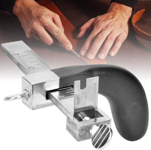 Cortador de correa de cuero Herramienta de corte de cuero, cortador de cuero Cortador de tiras de cuero Cortador de encaje de cuero Herramientas de artesanía en cuero con 2 cuchillas para bricolaje He