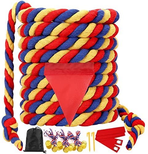 WYRJXYB Jeux de jour de sports de plein air Corde à tirer 12 m pour enfants et adultes, kit de jour de sport, jeux de fête d'anniversaire, activités extérieures, pelouse, cour, pique-nique, carnaval