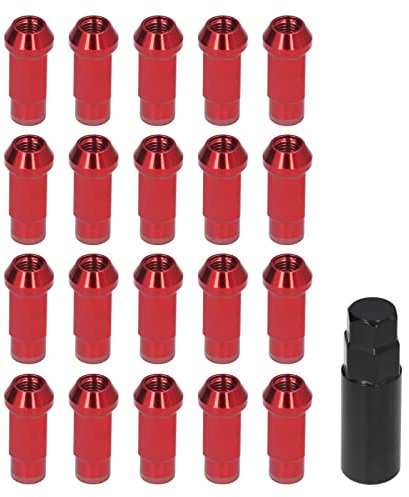 Aramox Radmuttern, 20 Stück M12 X 1,5 Radmuttern mit Schraubenschlüssel, Hohe Härte, Metallersatz für Focus(Rot)