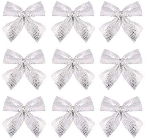 FOMIYES 24stücke Weihnachtsbaumschleife Silber Schleifenband für Weihnachten Dekoband Glitzerband für Bastelarbeiten Scrapbooking Partydekoration
