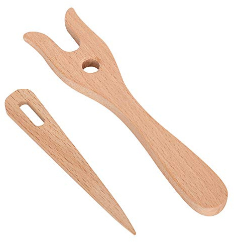 Lucet Gaffel, Trästickverktyg, Lucet Stickgaffel- och ögonnålssats, Gör-det-själv Vävverktyg för Armband Halsband Flätade Verktyg, Stickgaffel för Barn och Kvinnor