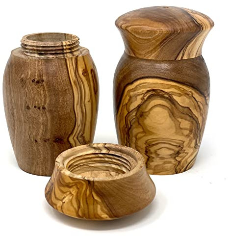 Handmade Olive Wood Salt and Pepper Shakers Set of 2-100% Natural Salt and Pepper Pots - 8.5 x 5.5 cm Pepper and Salt Shakers Capacity 30g – by Ezo.Home