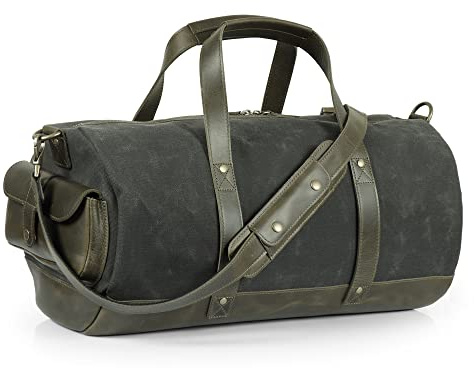 Londo Top-Grain Canvas & Leder Reisetasche – Stilvolle & Langlebige Tasche für Business, Wochenendtrips, Fitnessstudio und Handgepäck