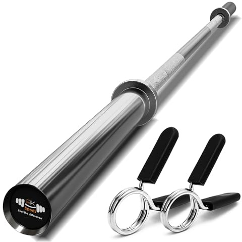 FK Sports 4Ft Olympic Barbell Bar 2 Standard Weight Lifting Chrome Finished Bars, Anti-Slip Hand Grip Barbell Gym Strength Training Fitness 4Ft, 5Ft, 6Ft And 7Ft (4 ft)