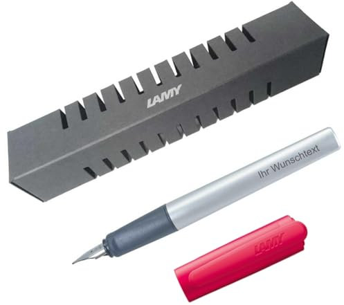 Lamy Füllfederhalter nexx Modell 063, Farbe crimson (rot), inkl. Laser-Gravur (Feder A)