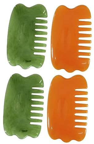 HAPINARY Kopfhautmassagekamm Orange Grün Antistatisch 4 Stück-pack aus Kunstharz zur Durchblutung für Kopfmassage