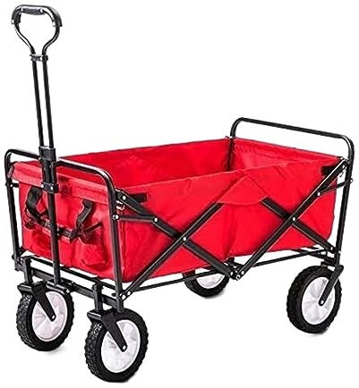 TVSKWMRQ Gartenwagen, Klappwagen, Mehrzweckwagen, Klappbarer Campingwagen, Garten-/Strandwagen, robuster Mehrzweck-Transportwagen für Outdoor-Festivals, Ca (Rosso 100 * 50 * 100 cm)