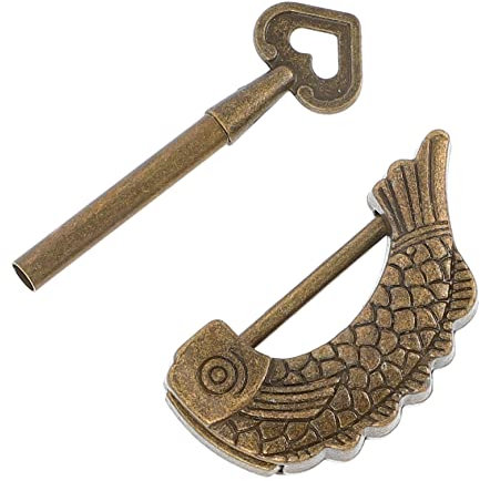 KONTONTY Zinklegierung Mini-vorhängeschloss Fischförmiges Retro-boxschloss Koffer-vorhängeschloss Schmuckschatullenschloss