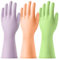 AUAUY 3 Paire Gants de Menage de Vaisselle, Gants de Cuisine de Nettoyage Réutilisables en Caoutchouc, Antidérapant, pour Le Nettoyage de La Cuisine, Lessive, Jardinage (Vert + Orange + Violet, S)