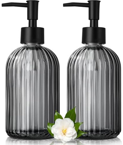 GMISUN dispensador jabon baño, 425ml dispensador jabon Cristal (2 pcs)