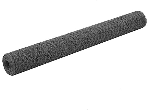 Xichuzi Drahtzaun Stahl mit PVC-Beschichtung 25x1,2 m Grau, Maschendrahtzaun, Gartenzaun, Hühnerzaun, Hundezaun, Hasendraht, Draht Zaun 143287