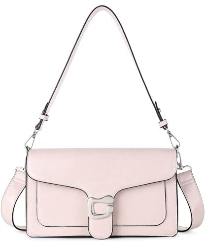 Travistar Handtasche Damen Klein Umhängetasche Damen Retro Leder Crossbody Bag Damen Schultertasche Abendtasche Kupplung mit 2 Abnehmbar Breiter Gurt Kreditkartenfächer Rosa