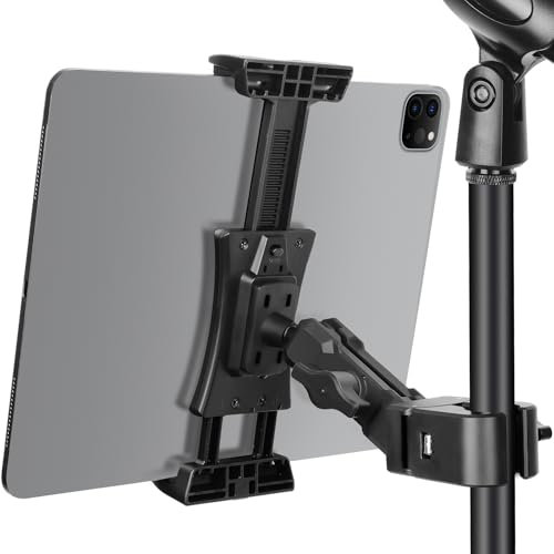 ChromLives Soporte de Micrófono para Tableta Soporte de Música de Micrófono de Teléfono Móvil con Rotación Ajustable de 360 ° Compatible con iPad/iPad Pro/iPad Air/iPhone/Teléfono y Tableta