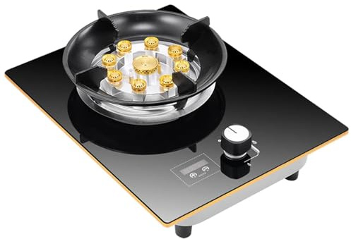 THEGA 5.2KW Estufa De Gas, Cocina De Sobremesa con Una Sola Hornilla A Gas, Hornilla De Vidrio Templado con Temporizador, Instalación Empotrada Y De Escritorio, para Cocina, Camping(NG)