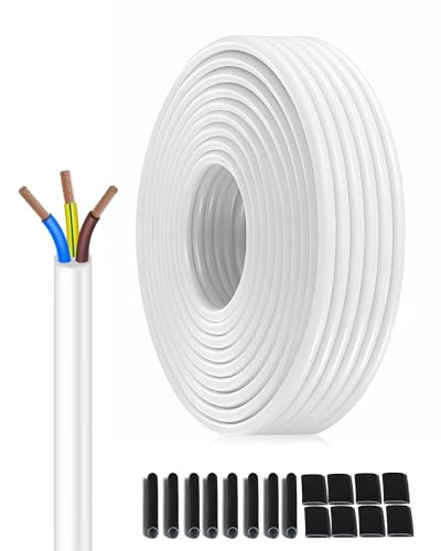 XINWANG H05VV-F 3x0,75mm² Cavo Elettrico Bianco, 20m | Cavo PVC flessibile per impianti interni, lampade, prese leggere e piccoli elettrodomestici