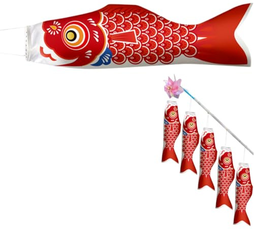 MIRKUZI Manches à air Manche à air carpe colorée de 70 cm, motif moulin à vent, drapeau japonais 3D à suspendre, décoration pour murs extérieurs, arbres, terrasse, pelouse et jardin.